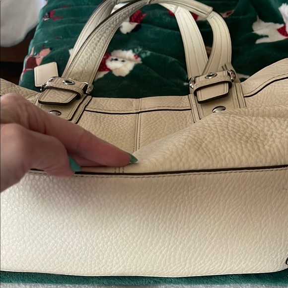 Elegant Cream Leather Tote Bag coach pebble - Picture 6 of 16